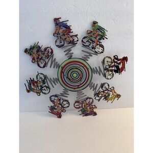 Pop Art Metal "Cyclists Bowl" Colorful Wall Art Hand Painted by DAVID GERSTEIN